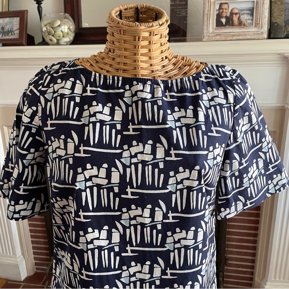 Tory Burch blue Asian art chic blouse 10